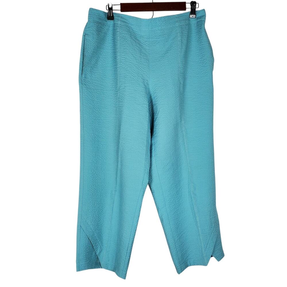 Habitat Crop Pant Sz L Seersucker Pull On Textured Crinkle Coastal Beach Hi Rise